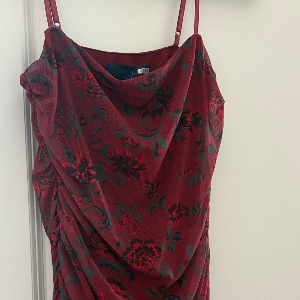 RACHEL Rachel Roy Burgundy Floral Cowl Slip Dress